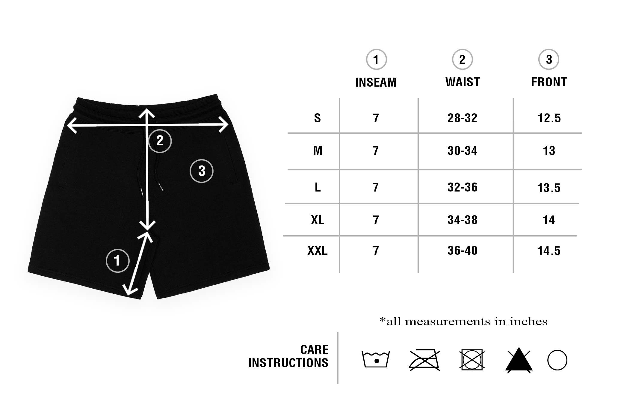 shorts measurement chart